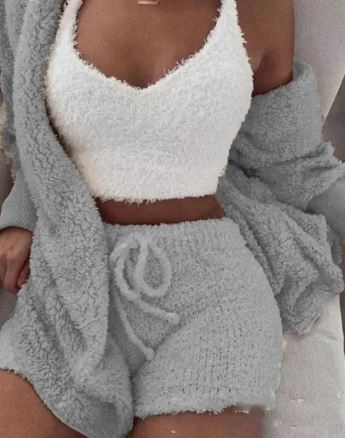 3-Delig Pluche Loungewear Set – Zacht & Stijlvol
