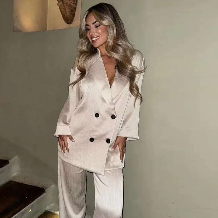 Blazer & Casual Broekenpak met Ruches