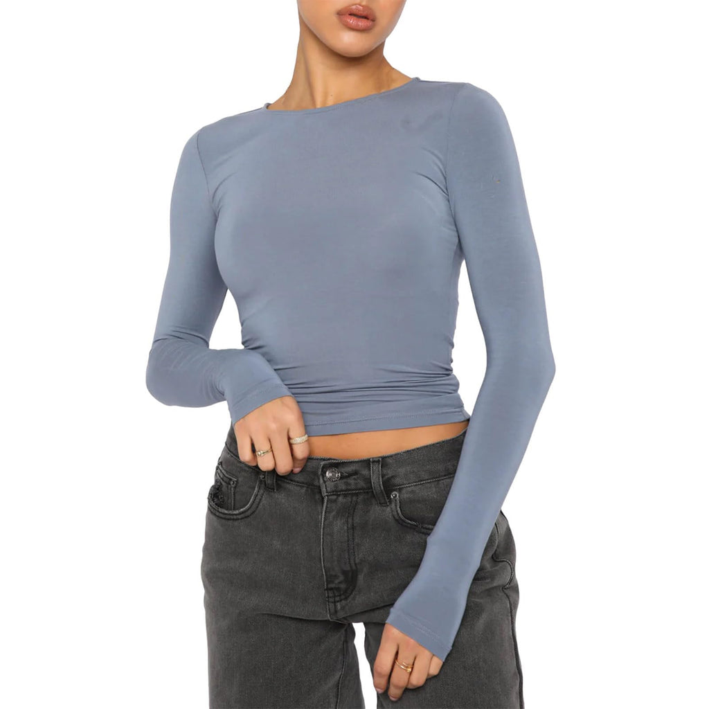 Lange Mouw Crop Top – Strak & Sportief