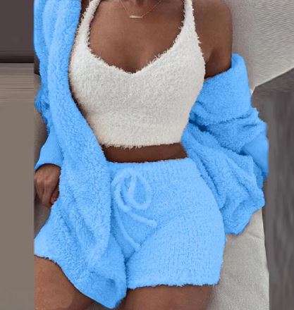 3-Delig Pluche Loungewear Set – Zacht & Stijlvol