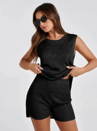 Tweedelig Huispak - Trui Vest en Shorts Set