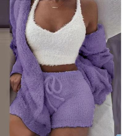 3-Delig Pluche Loungewear Set – Zacht & Stijlvol