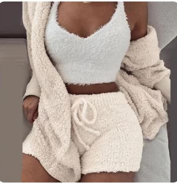 3-Delig Pluche Loungewear Set – Zacht & Stijlvol