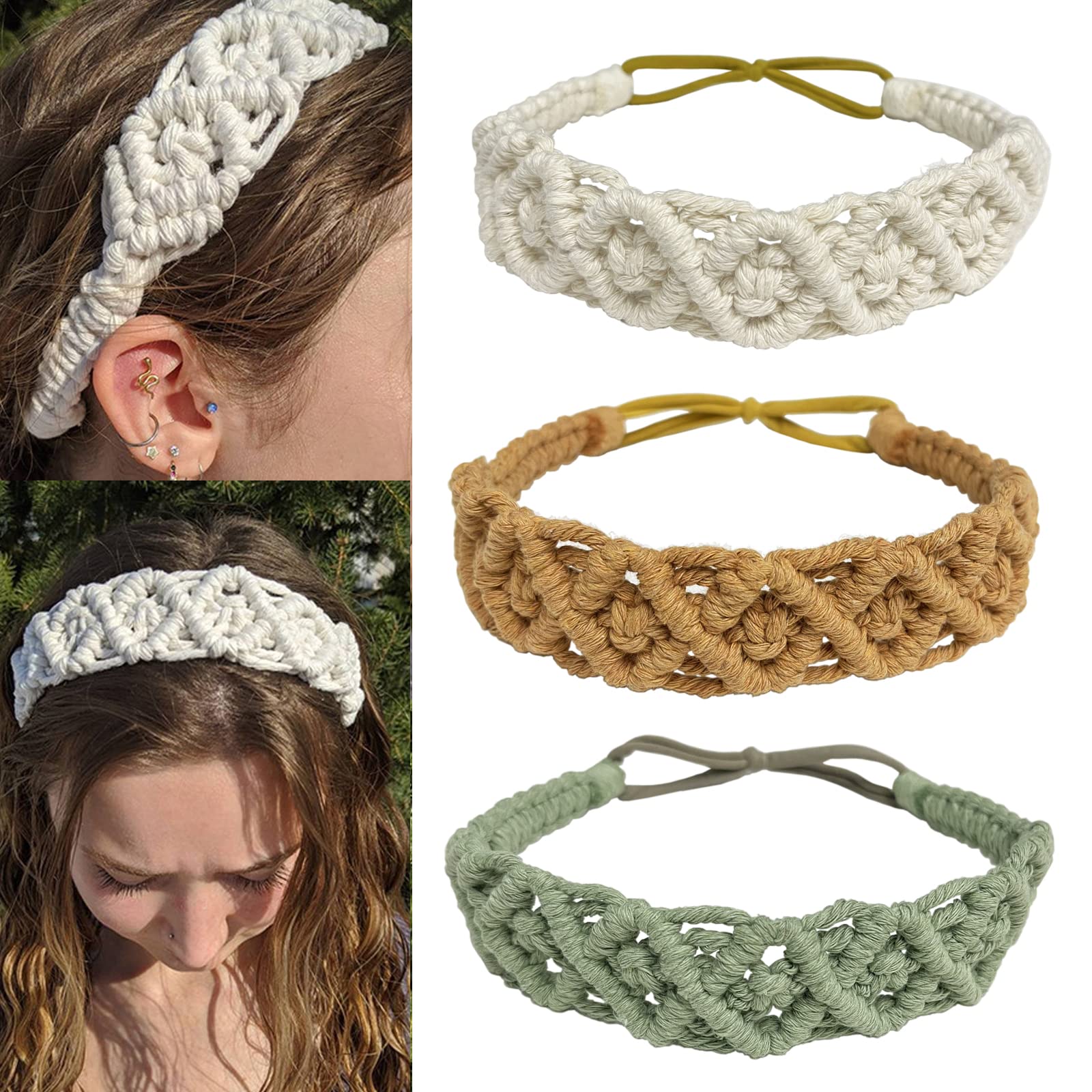 Boho Haarband Set – 3 Stuks Gehaakte Hoofdbanden
