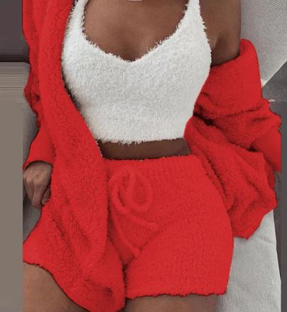 3-Delig Pluche Loungewear Set – Zacht & Stijlvol